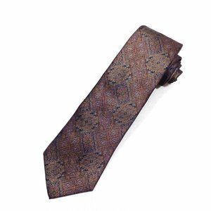 GEOFFREY BEENE Paisley Medallion Gold Accent Italian Silk Tie 3 1/2"